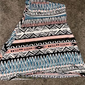 LuLaRoe A-Line Skirt with Pink, Blue, and Black Patterns